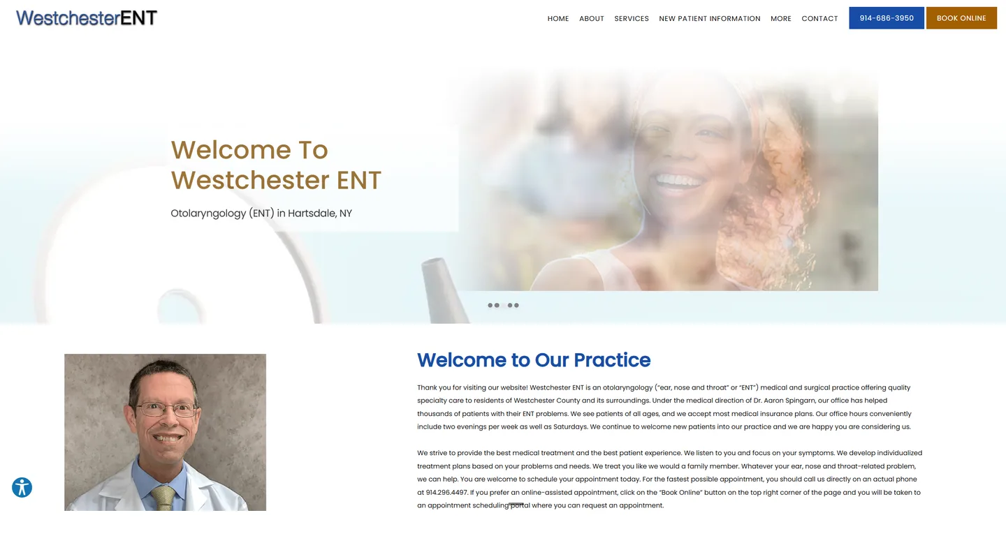 Westchester ENT homepage before